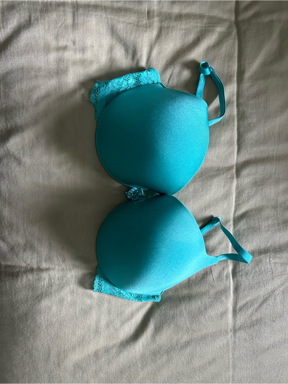Victoria's Secret Turquoise Lace-Trim Push-Up Bra